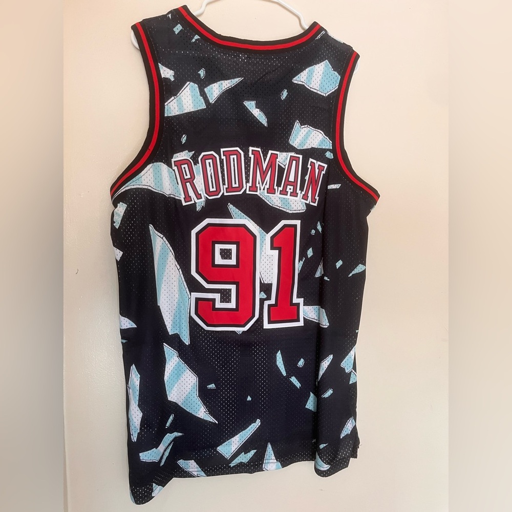 Chicago embroidered basketball shattered backboard jersey dennis